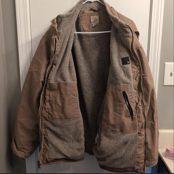 Carhartt Jacket Men's XXL Sherpa Lined Muskegon Jacket Tan/Brown Canvas - Picture 4 of 8